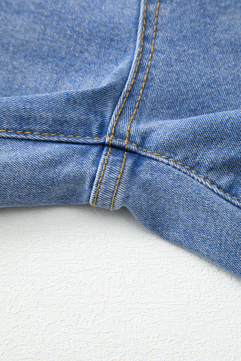 Raw Hem Unique Cuff High Rise Straight Loose Jeans